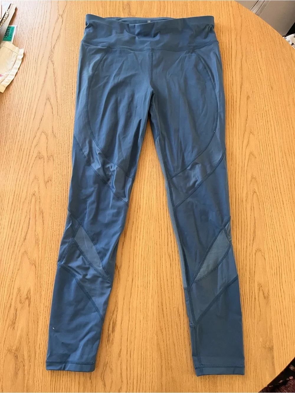 Sweaty Betty Slate Blue High-Waist Mesh Panel Leggings